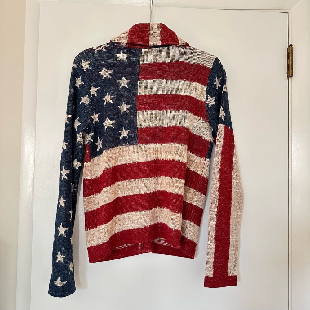 Ralph Lauren Denim & Supply American Flag Shawl Collar Cardigan Womens Large - Picture 8 of 9